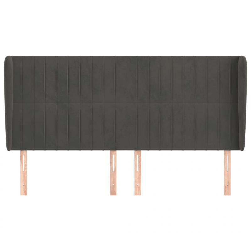 Kopfteil mit Ohren Dunkelgrau 163x23x118/128 cm Samt