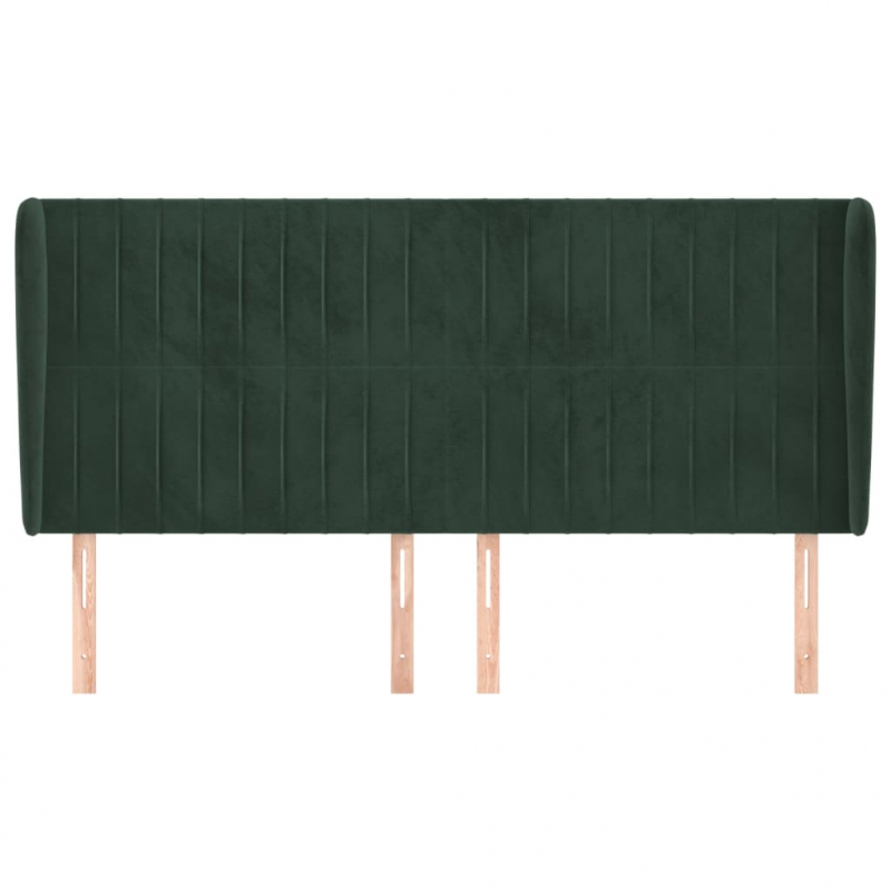 Kopfteil mit Ohren Dunkelgrün 203x23x118/128 cm Samt