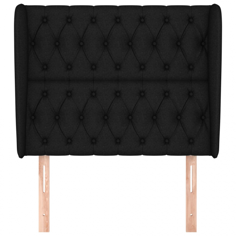 Kopfteil mit Ohren Schwarz 93x23x118/128 cm Stoff