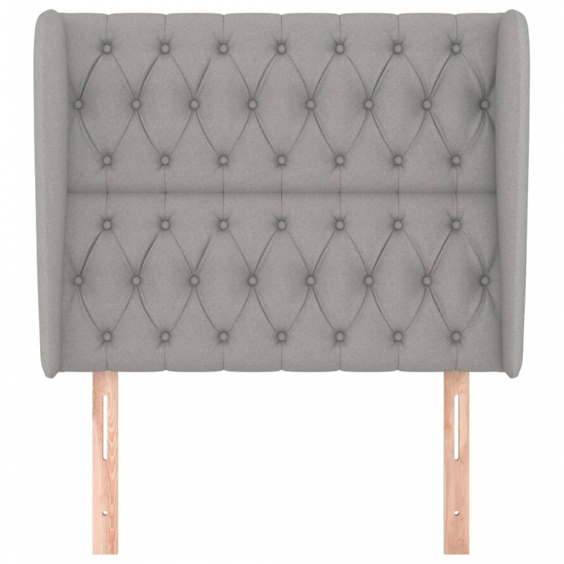 Kopfteil mit Ohren Hellgrau 103x23x118/128 cm Stoff