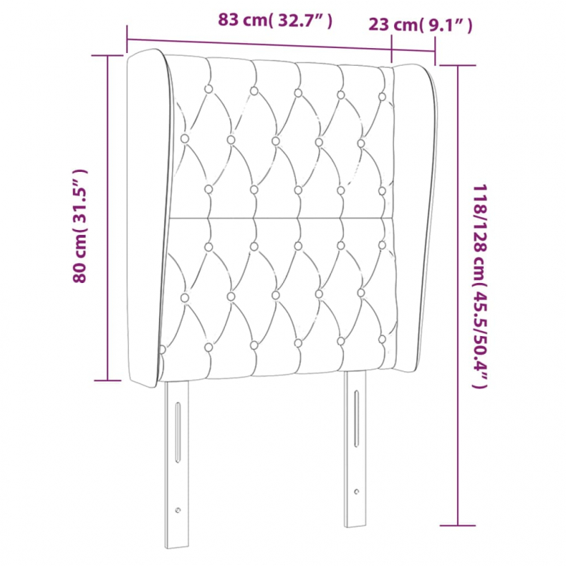 Kopfteil mit Ohren Dunkelblau 83x23x118/128 cm Samt