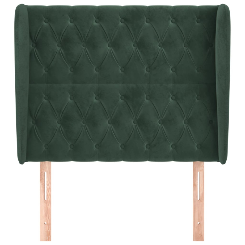 Kopfteil mit Ohren Dunkelgrün 103x23x118/128 cm Samt
