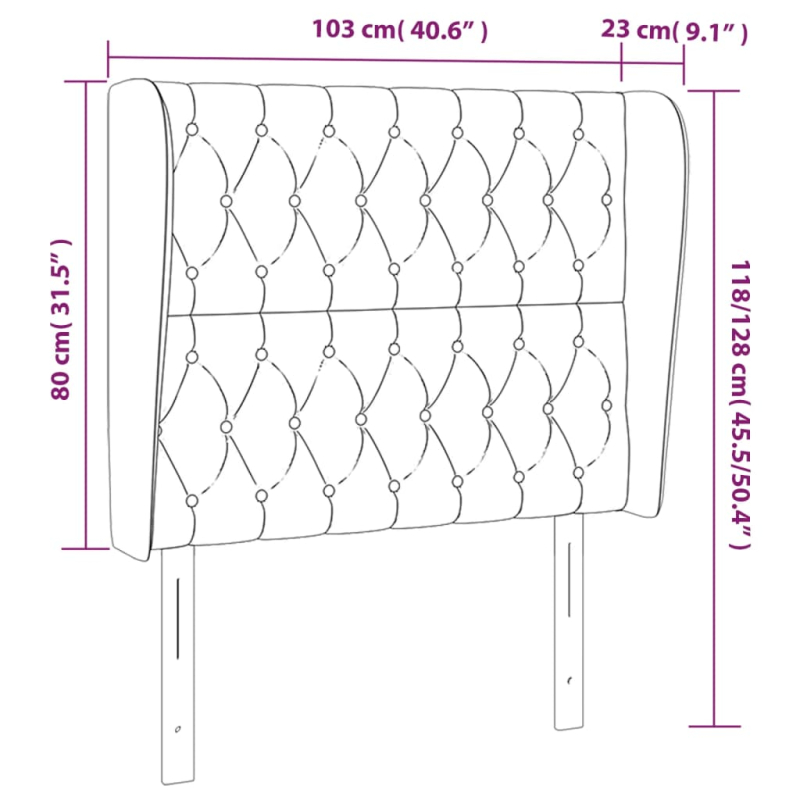 Kopfteil mit Ohren Dunkelgrün 103x23x118/128 cm Samt