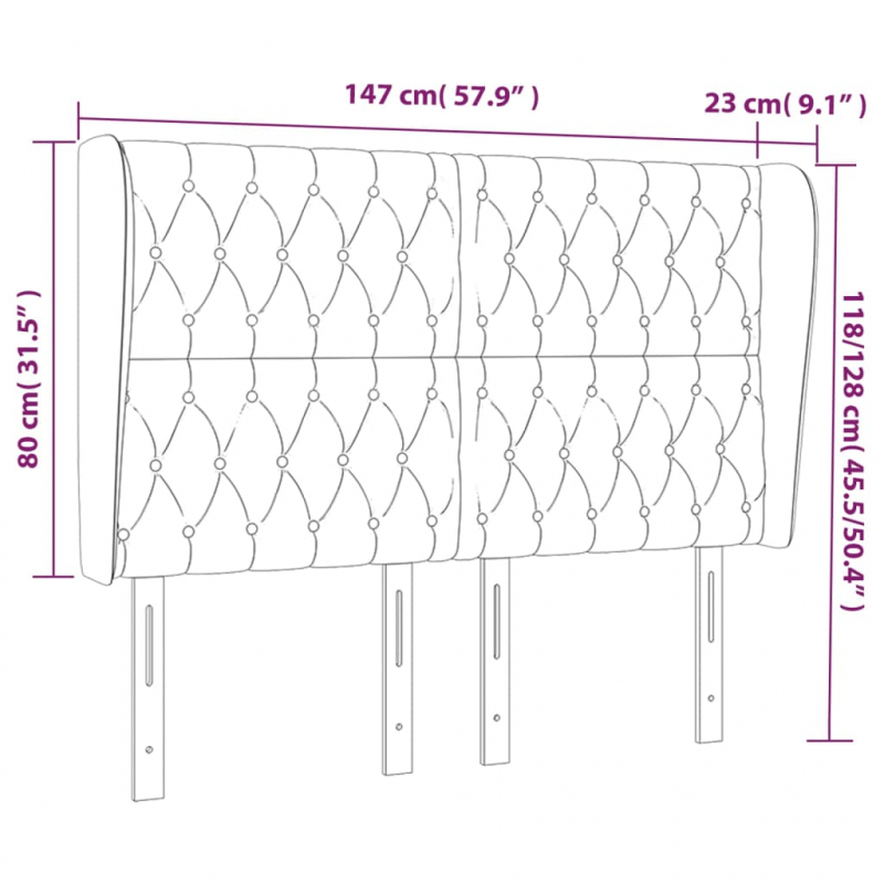 Kopfteil mit Ohren Dunkelblau 147x23x118/128 cm Samt