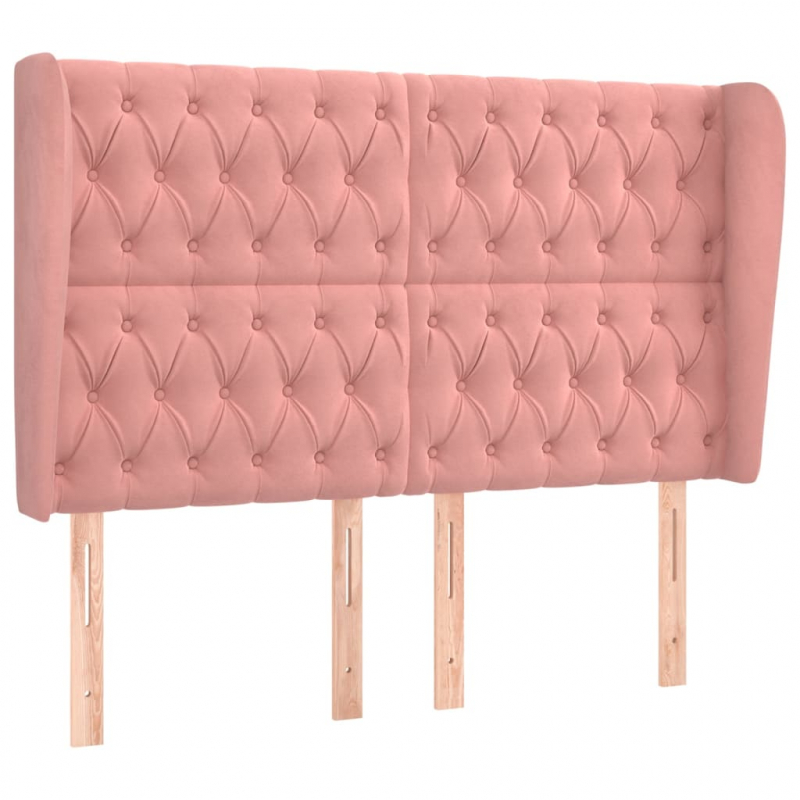 Kopfteil mit Ohren Rosa 147x23x118/128 cm Samt