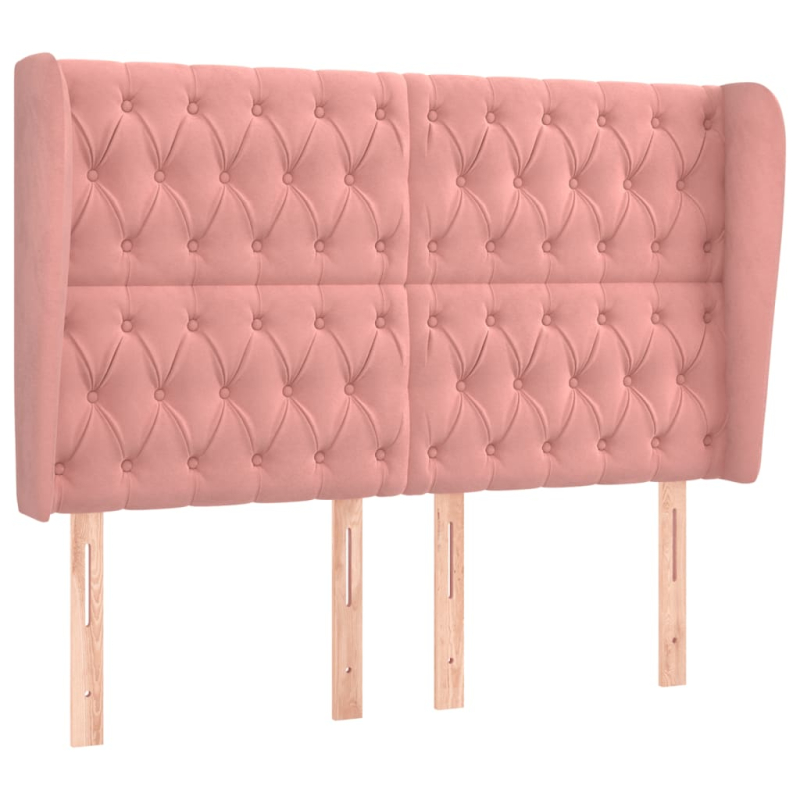 Kopfteil mit Ohren Rosa 163x23x118/128 cm Samt