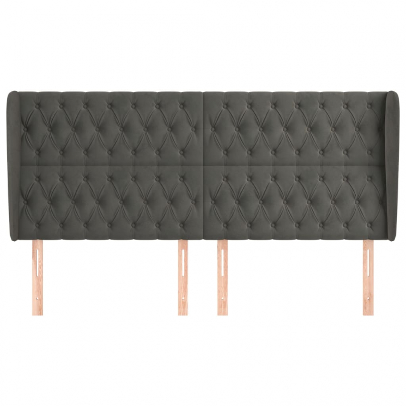 Kopfteil mit Ohren Dunkelgrau 183x23x118/128 cm Samt