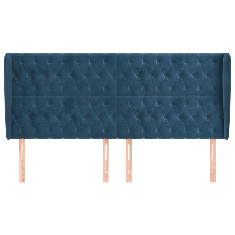 Kopfteil mit Ohren Dunkelblau 183x23x118/128 cm Samt