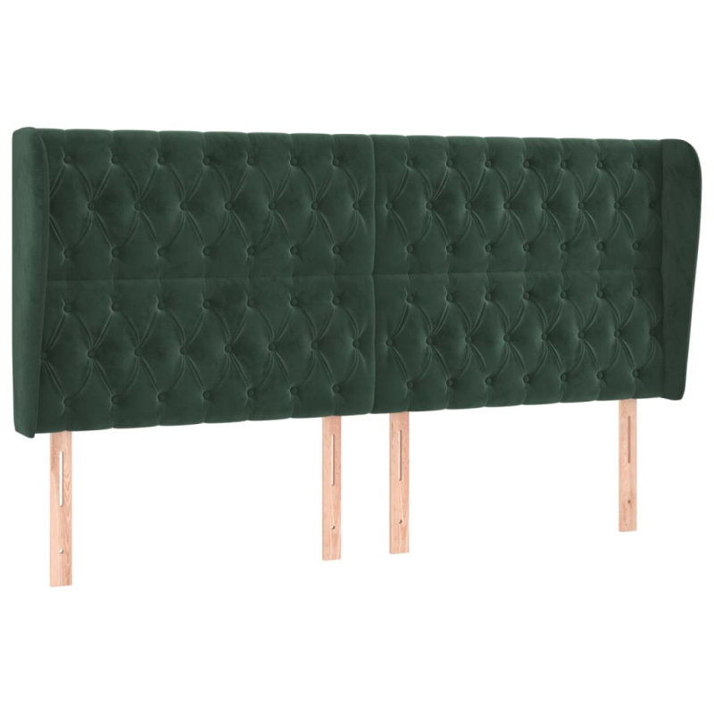 Kopfteil mit Ohren Dunkelgrün 203x23x118/128 cm Samt