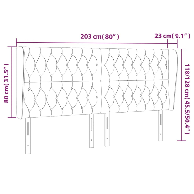 Kopfteil mit Ohren Dunkelgrün 203x23x118/128 cm Samt