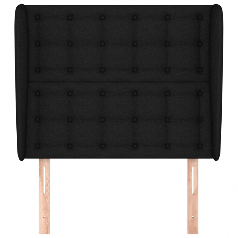Kopfteil mit Ohren Schwarz 103x23x118/128 cm Stoff