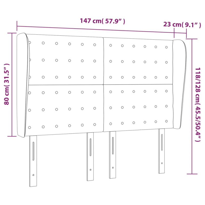 Kopfteil mit Ohren Blau 147x23x118/128 cm Stoff
