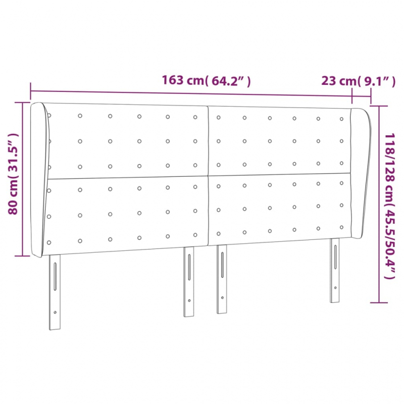 Kopfteil mit Ohren Blau 163x23x118/128 cm Stoff