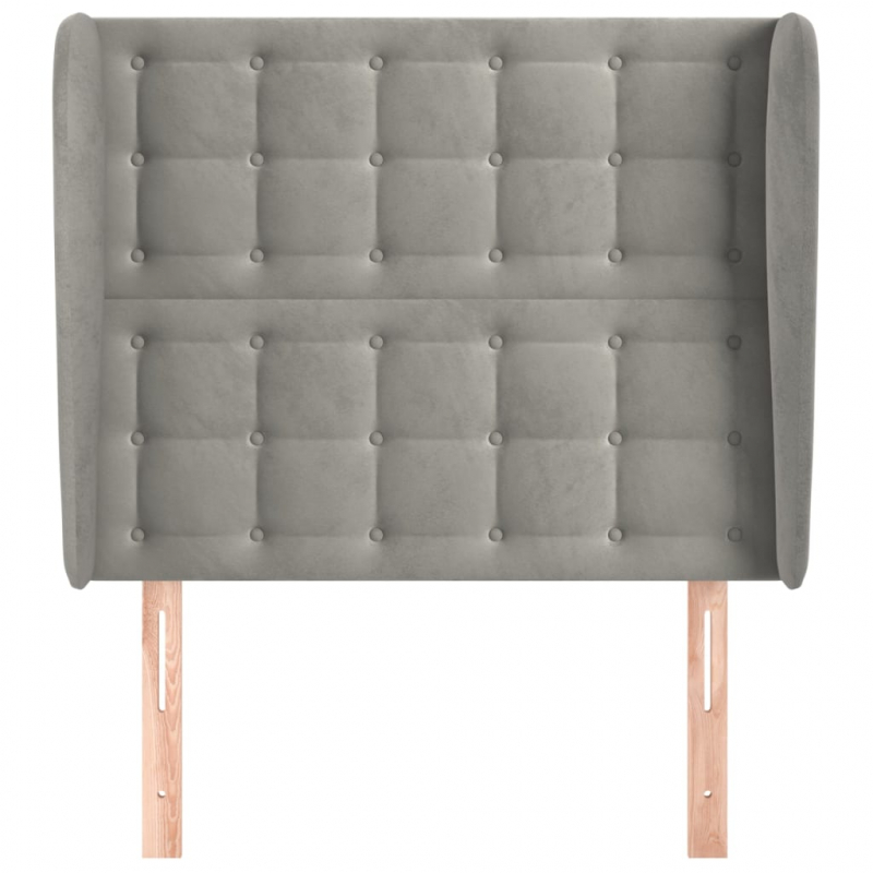 Kopfteil mit Ohren Hellgrau 93x23x118/128 cm Samt