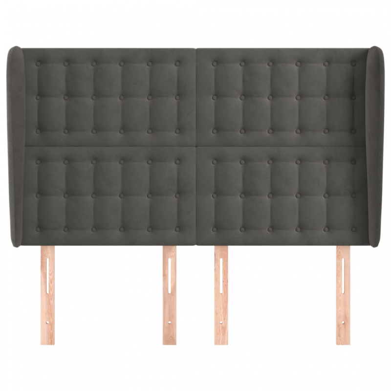 Kopfteil mit Ohren Dunkelgrau 147x23x118/128 cm Samt
