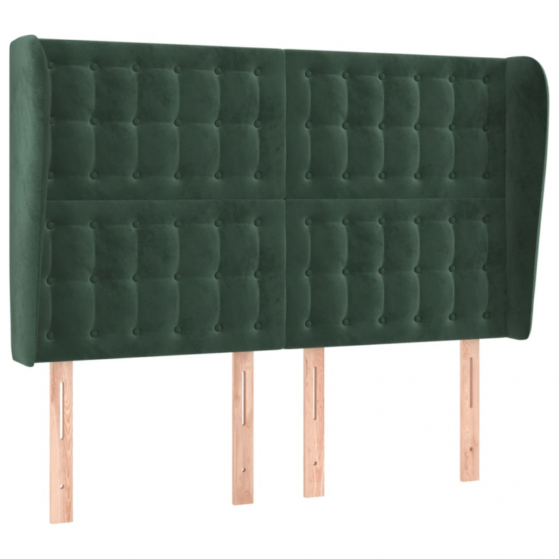 Kopfteil mit Ohren Dunkelgrün 147x23x118/128 cm Samt