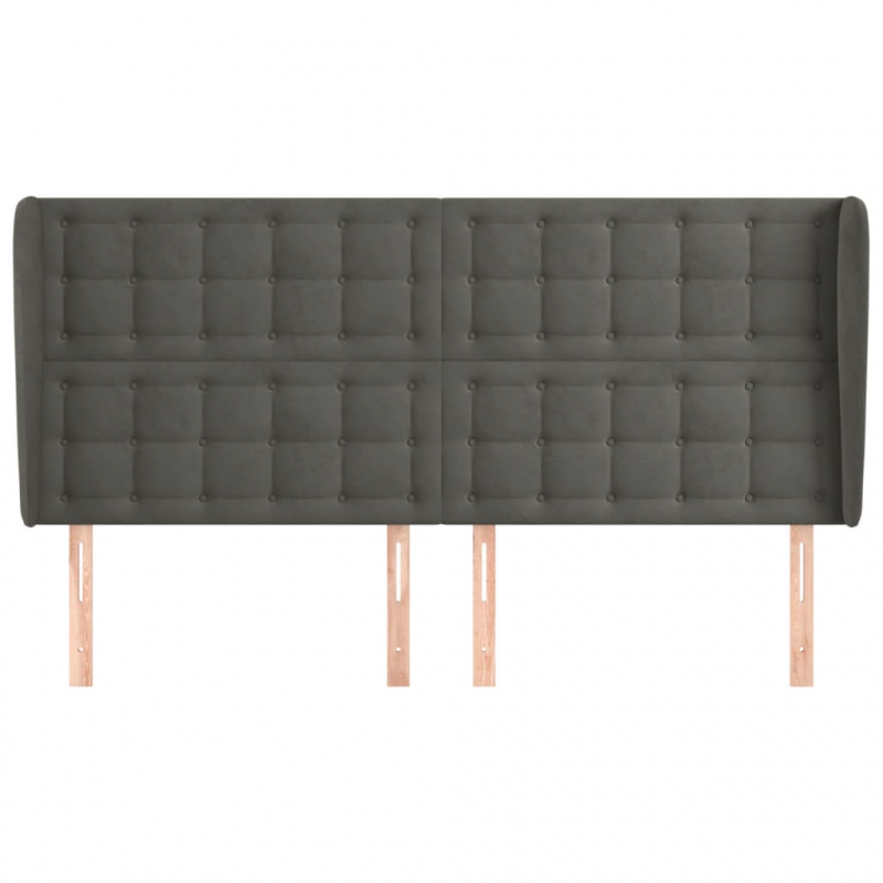 Kopfteil mit Ohren Dunkelgrau 163x23x118/128 cm Samt
