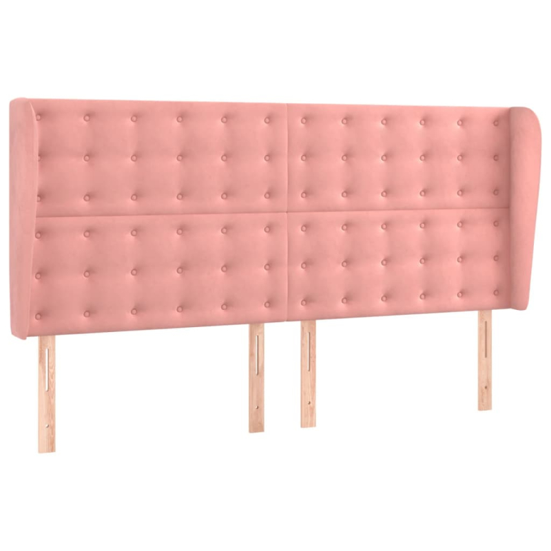 Kopfteil mit Ohren Rosa 163x23x118/128 cm Samt