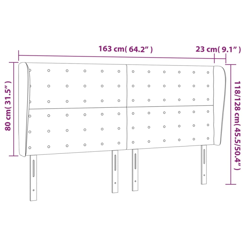 Kopfteil mit Ohren Rosa 163x23x118/128 cm Samt