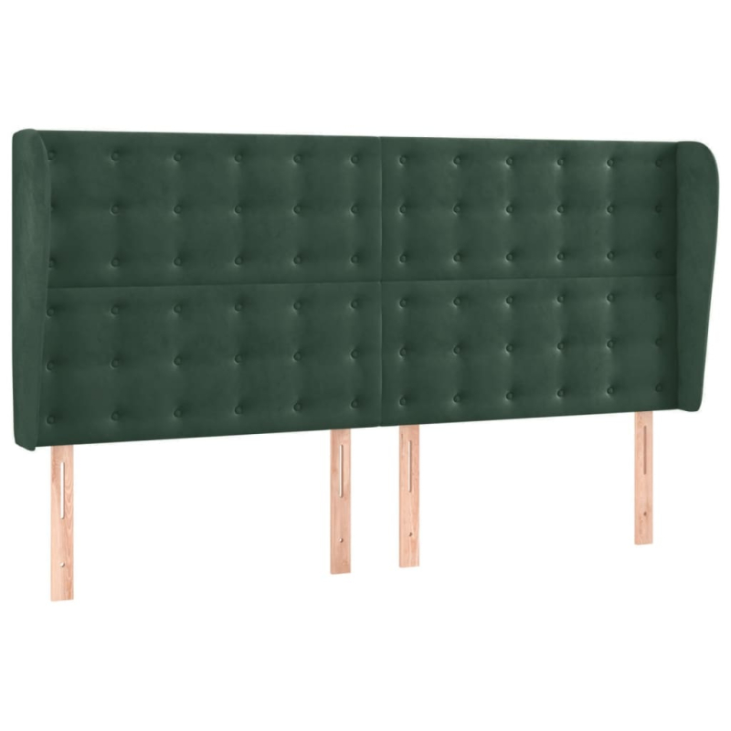 Kopfteil mit Ohren Dunkelgrün 203x23x118/128 cm Samt