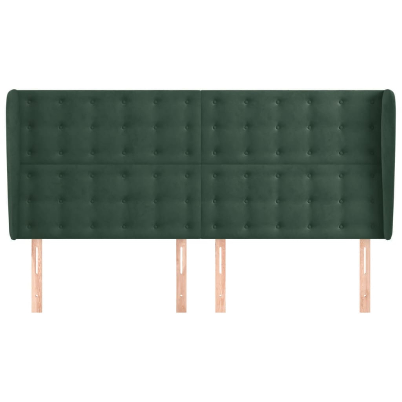 Kopfteil mit Ohren Dunkelgrün 203x23x118/128 cm Samt