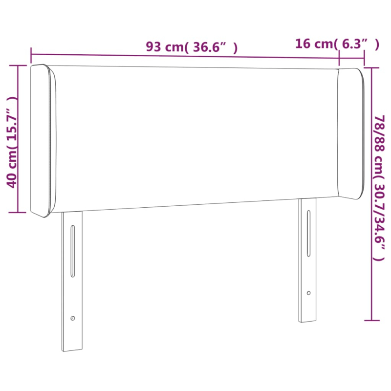 Kopfteil mit Ohren Dunkelgrau 93x16x78/88 cm Stoff