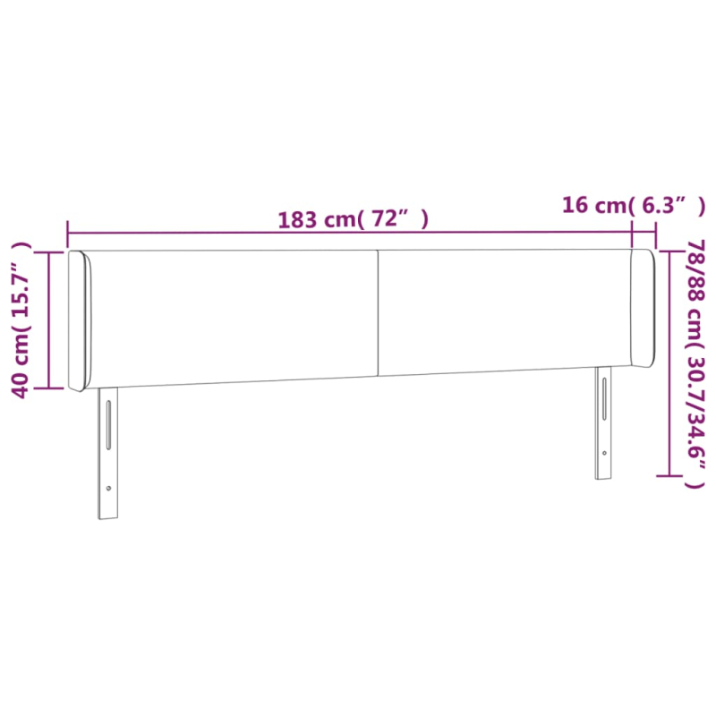 Kopfteil mit Ohren Dunkelgrau 183x16x78/88 cm Stoff