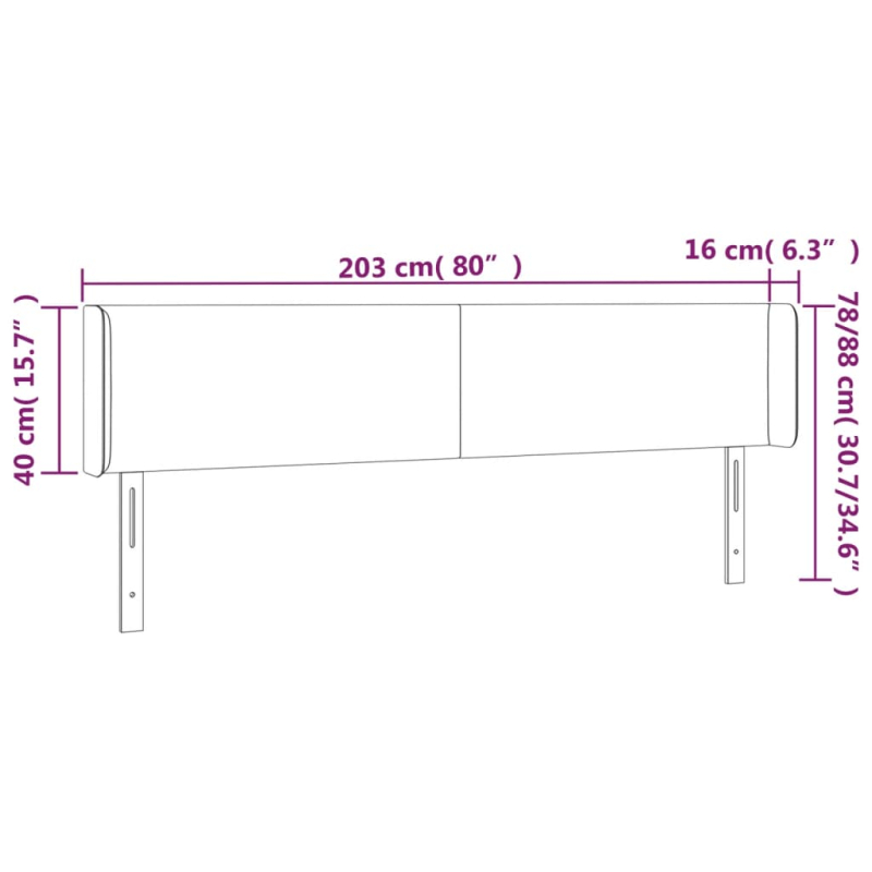 Kopfteil mit Ohren Blau 203x16x78/88 cm Stoff