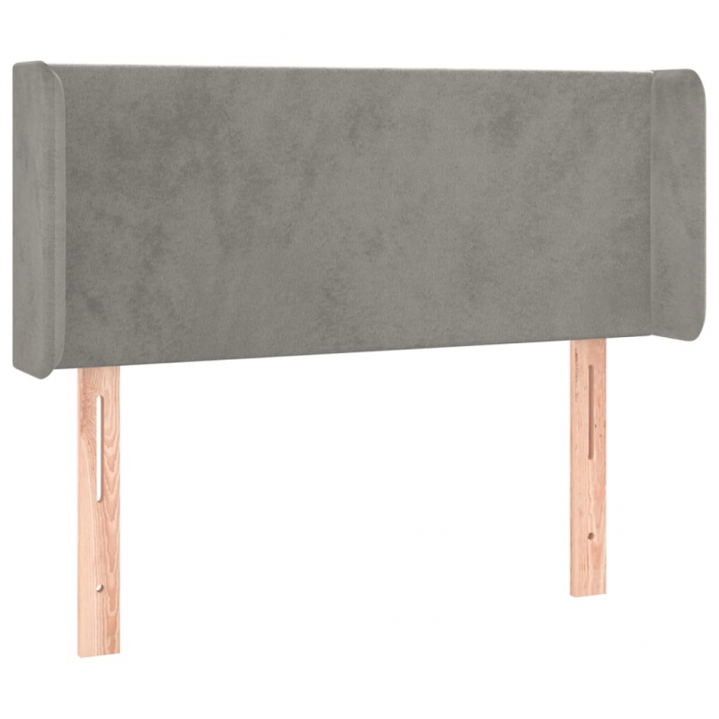 Kopfteil mit Ohren Hellgrau 103x16x78/88 cm Samt