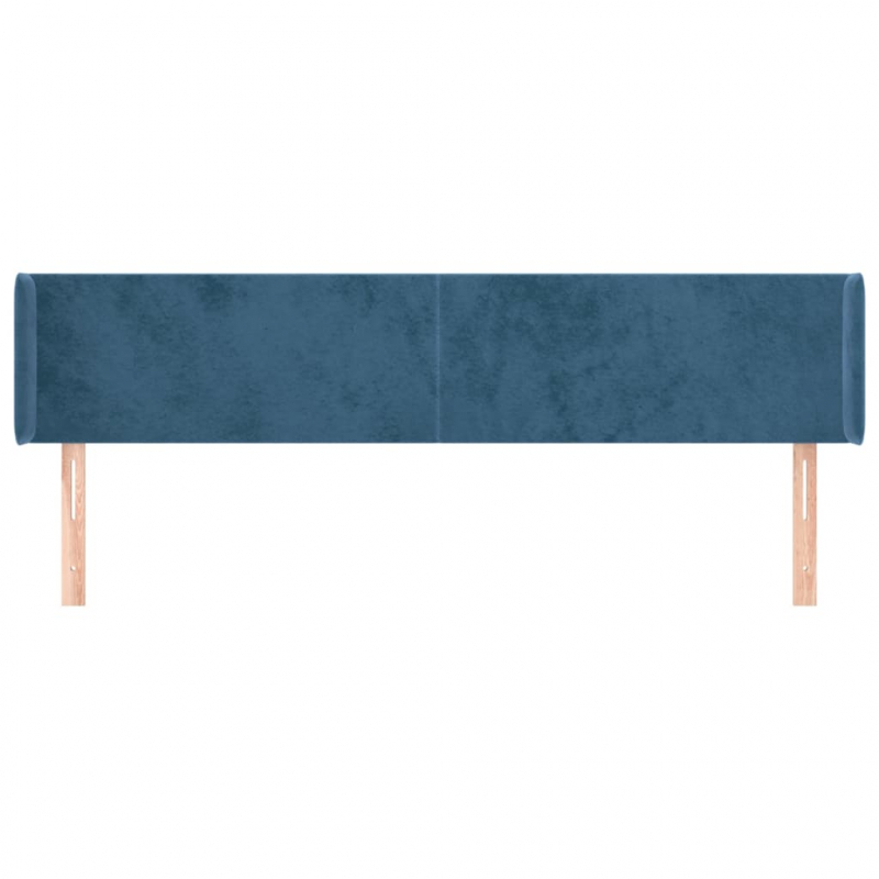 Kopfteil mit Ohren Dunkelblau 203x16x78/88 cm Samt