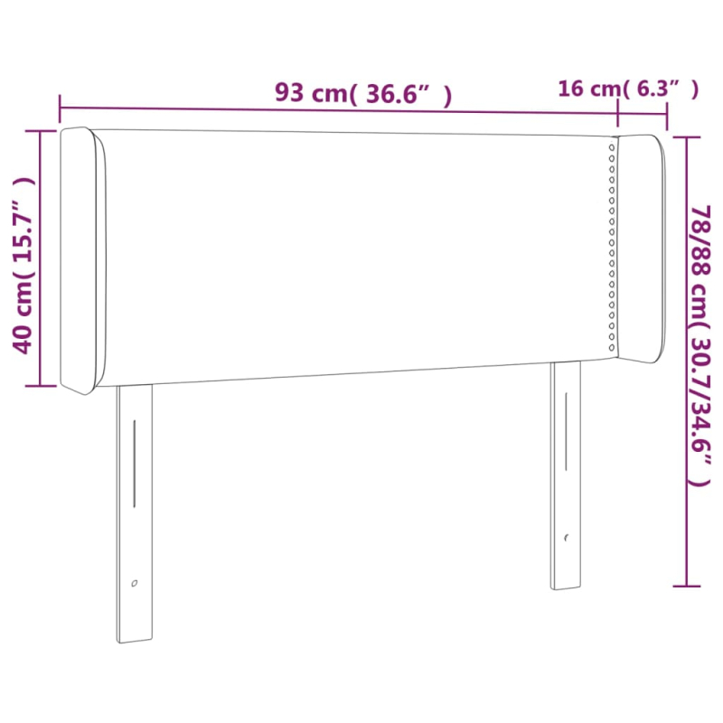 Kopfteil mit Ohren Dunkelgrau 93x16x78/88 cm Stoff