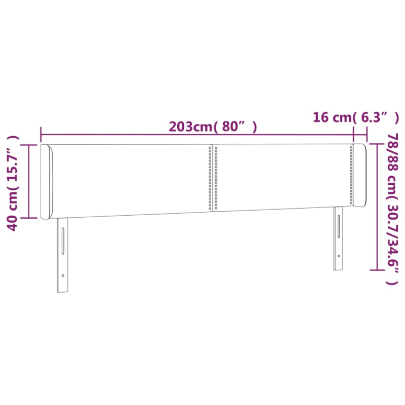 Kopfteil mit Ohren Dunkelbraun 203x16x78/88 cm Stoff