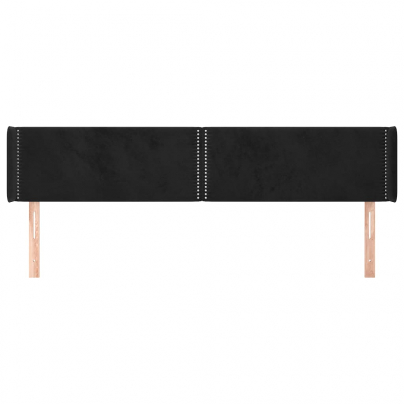 Kopfteil mit Ohren Schwarz 203x16x78/88 cm Samt