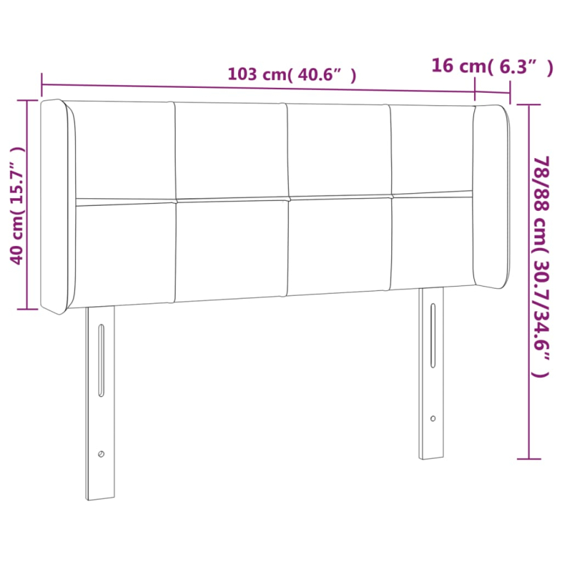 Kopfteil mit Ohren Schwarz 103x16x78/88 cm Stoff