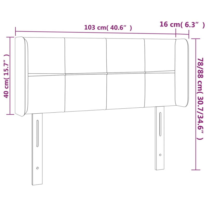 Kopfteil mit Ohren Blau 103x16x78/88 cm Stoff