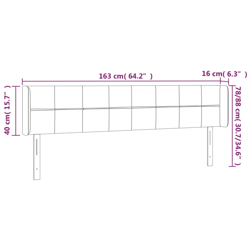 Kopfteil mit Ohren Hellgrau 163x16x78/88 cm Stoff