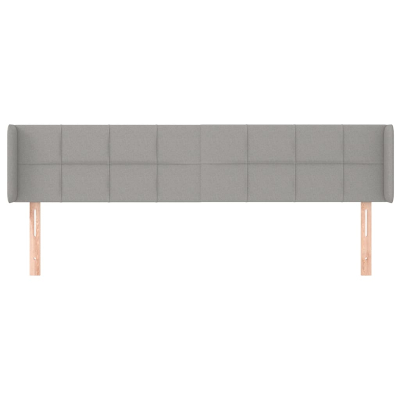 Kopfteil mit Ohren Hellgrau 203x16x78/88 cm Stoff