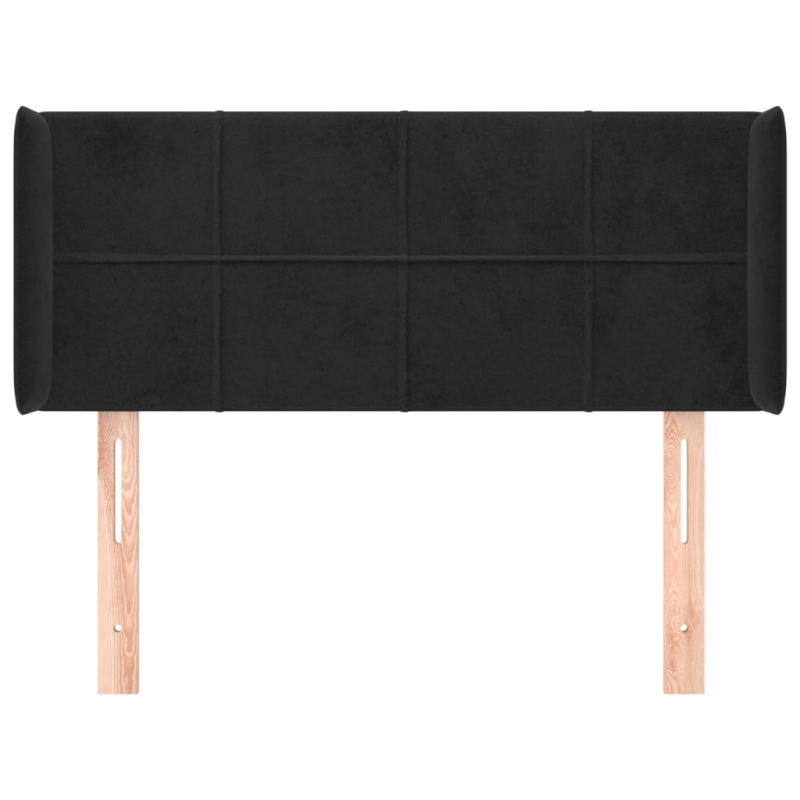 Kopfteil mit Ohren Schwarz 103x16x78/88 cm Samt