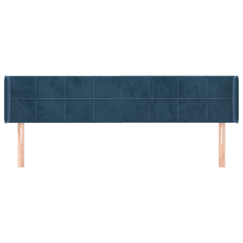 Kopfteil mit Ohren Dunkelblau 183x16x78/88 cm Samt