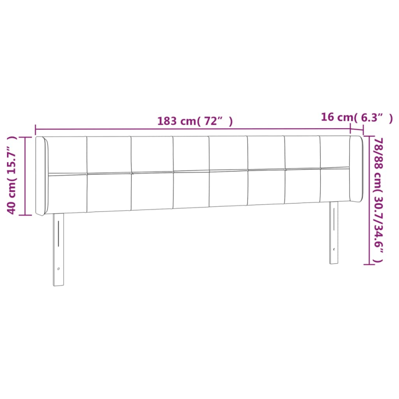 Kopfteil mit Ohren Dunkelblau 183x16x78/88 cm Samt
