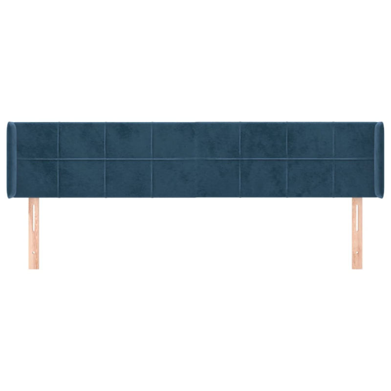 Kopfteil mit Ohren Dunkelblau 203x16x78/88 cm Samt