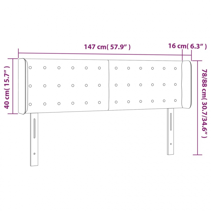 Kopfteil mit Ohren Cappuccino-Braun 147x16x78/88 cm Kunstleder