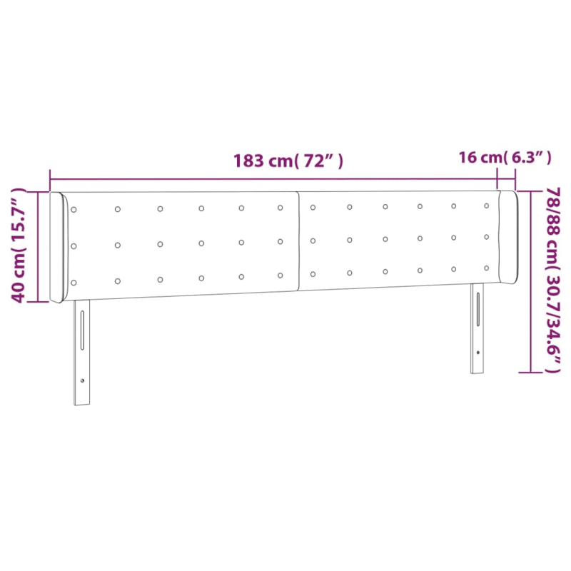 Kopfteil mit Ohren Cappuccino-Braun 183x16x78/88 cm Kunstleder