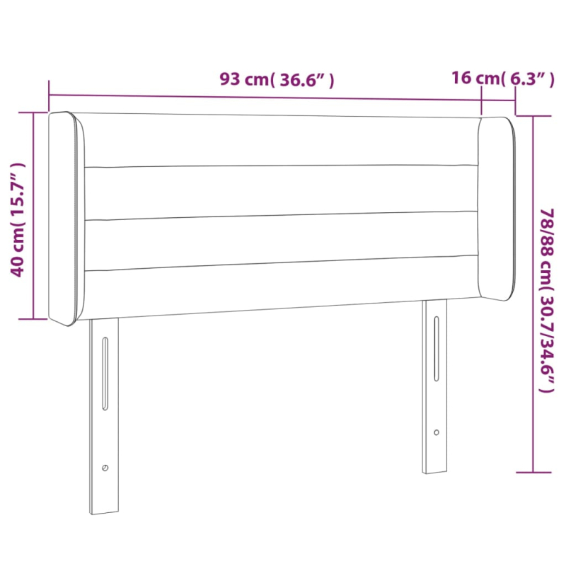 Kopfteil mit Ohren Hellgrau 93x16x78/88 cm Stoff