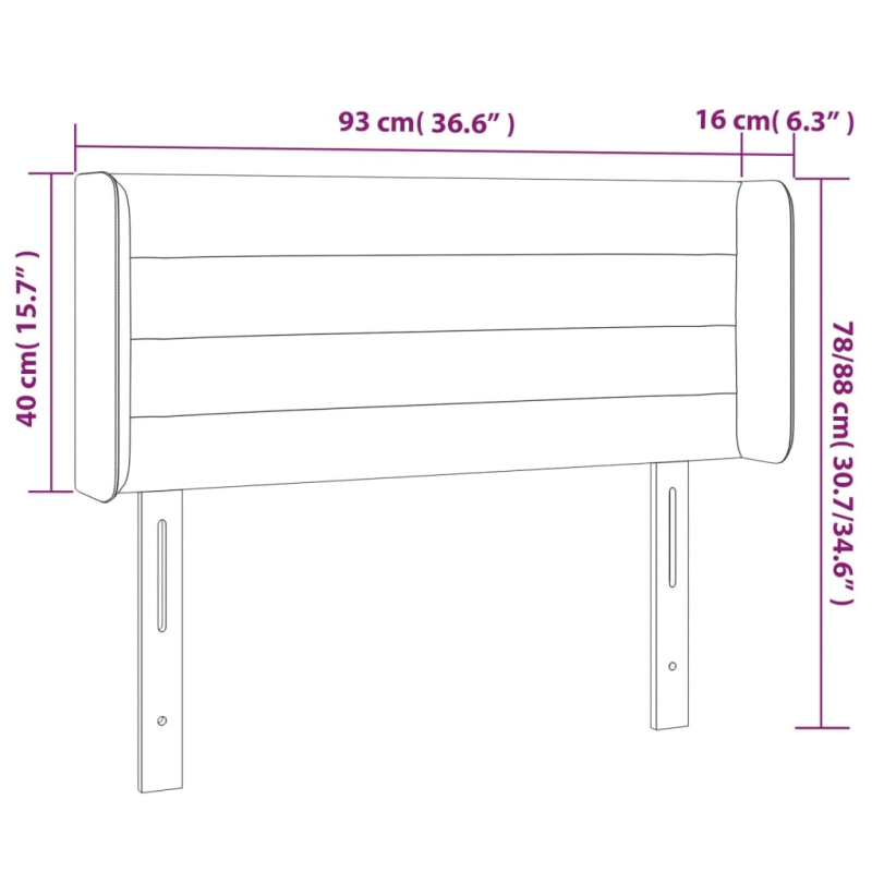 Kopfteil mit Ohren Dunkelgrau 93x16x78/88 cm Stoff