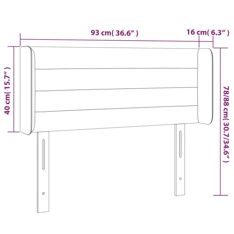 Kopfteil mit Ohren Dunkelbraun 93x16x78/88 cm Stoff