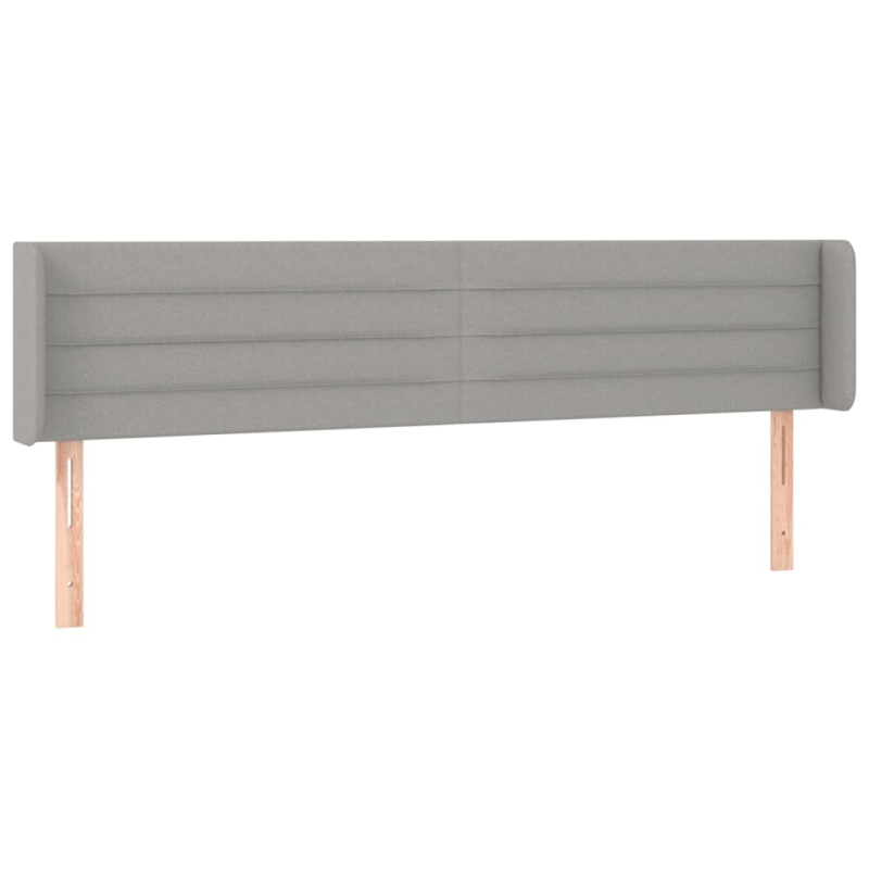 Kopfteil mit Ohren Hellgrau 203x16x78/88 cm Stoff