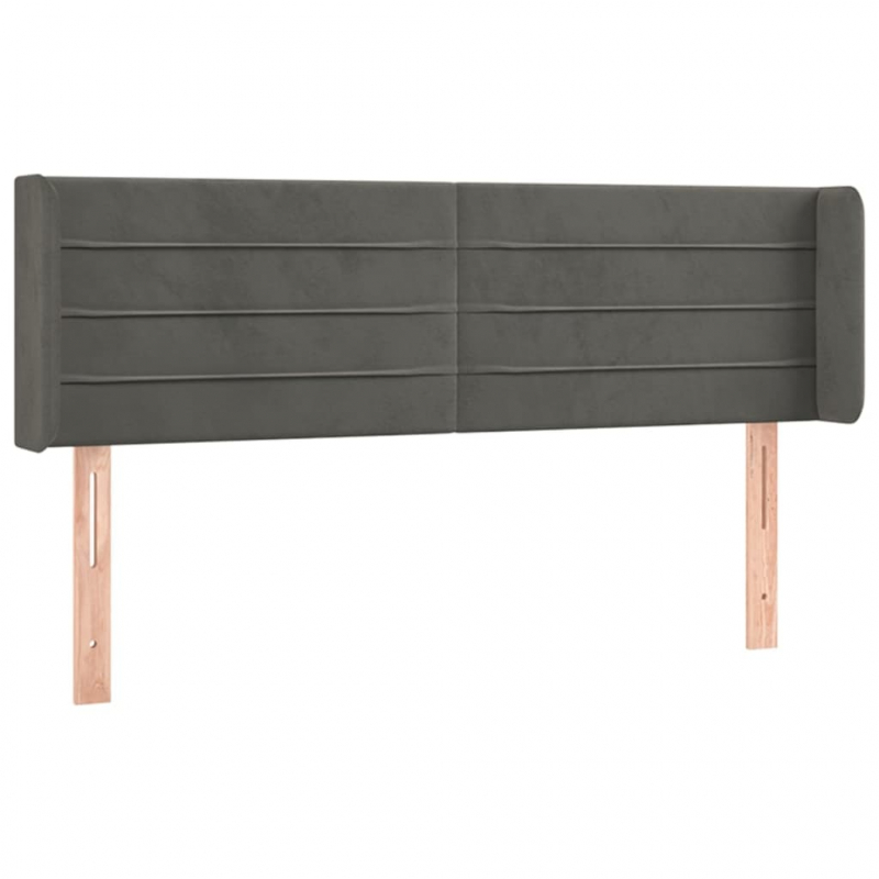 Kopfteil mit Ohren Dunkelgrau 147x16x78/88 cm Samt