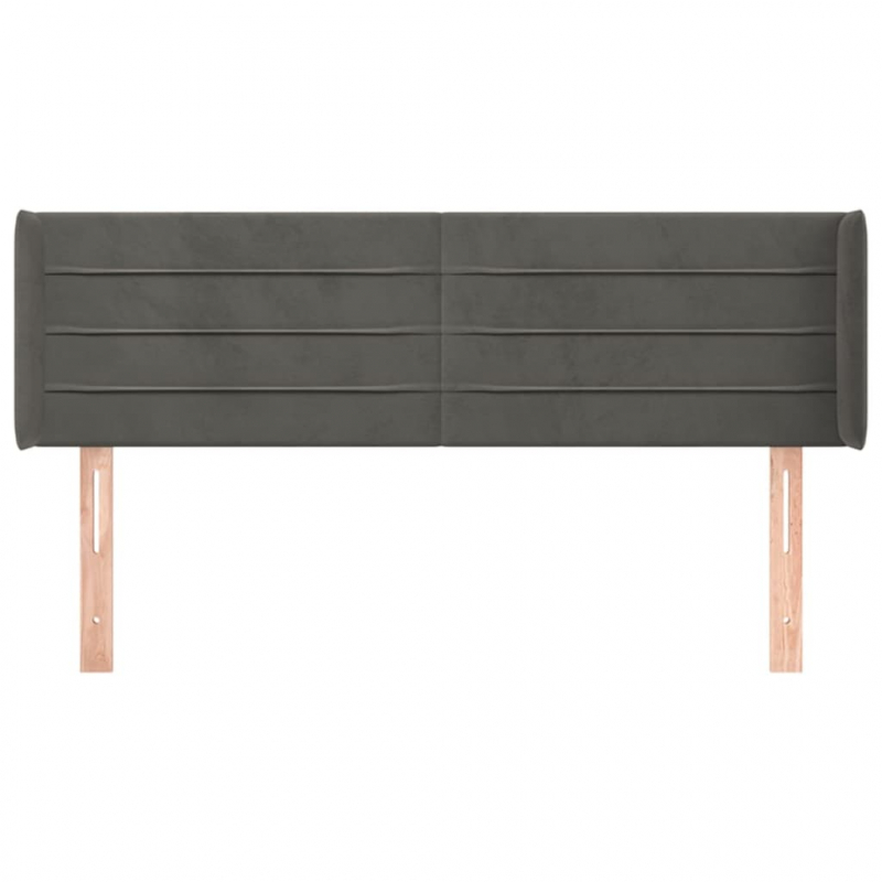 Kopfteil mit Ohren Dunkelgrau 147x16x78/88 cm Samt