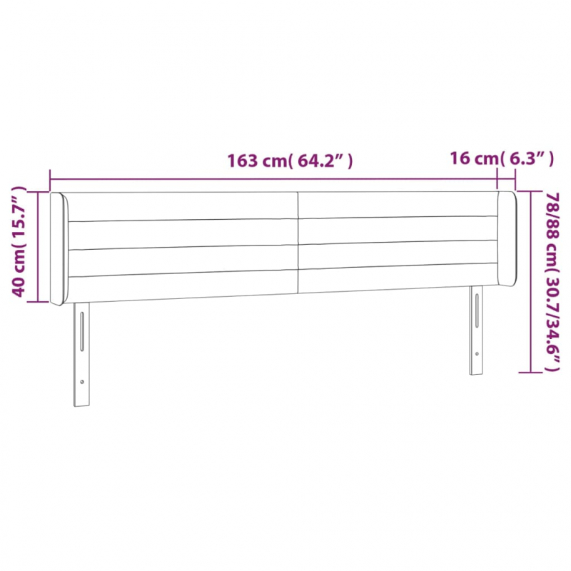 Kopfteil mit Ohren Dunkelgrau 163x16x78/88 cm Samt